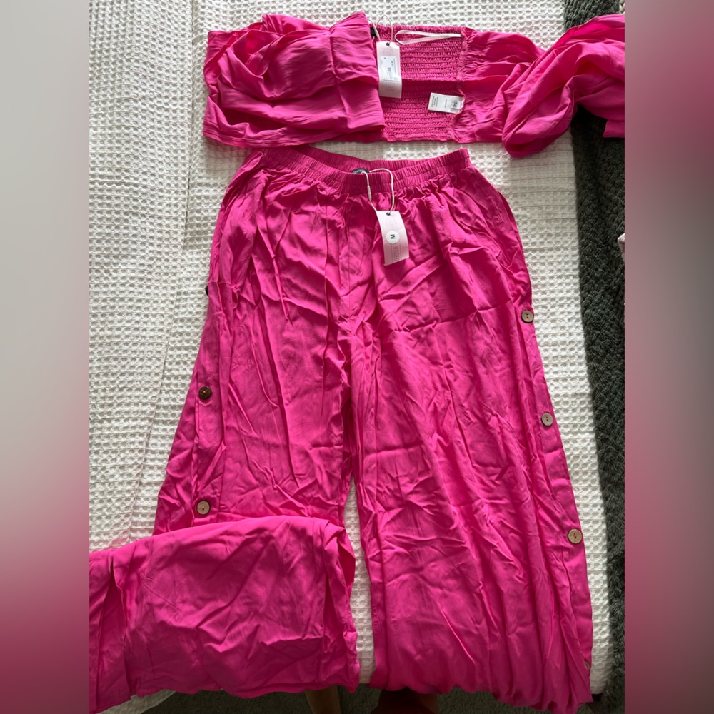 Mixology Flare Pant & Bandeau Fuchsia Set
